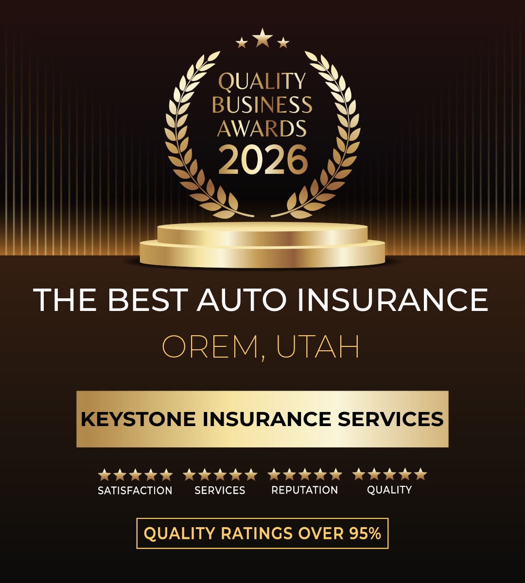 2026 — 1080 × 1200 Banner — Quality Business Awards 2026 — Best Auto Insurance — Orem, Utah — Keystone Insurance Services